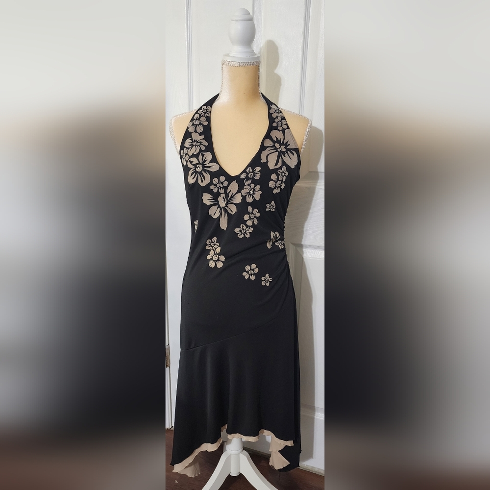 RAMPAGE halter black and tan cocktail dress